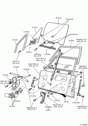 BODY SIDES AND QUARTER-Window parts (front door) - body type 54