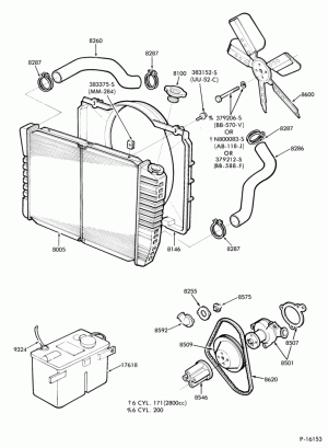 RADIATOR, GRILL AND COOLING-COOLING SYSTEM- 6 cyl. 230