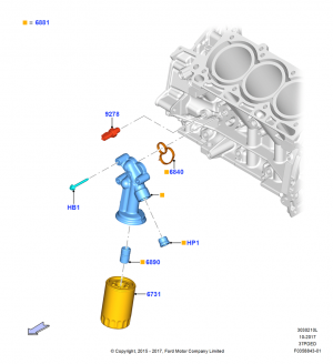Oil Cooler and Filter, 3.7L DOHC V6 Gas., Less Hot Weather Group; 22/MAY/2015