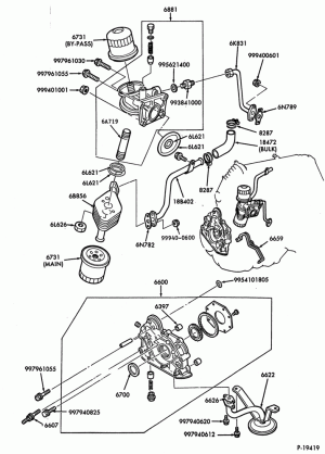 4 CYL. 1.9L (116 C.I.D.)-Oil filter (spin-on type) & by-pass