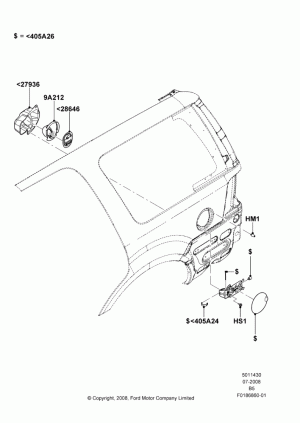 Fuel Tank Filler Door and Controls; 15/SEP/2008-30/JUN/2017