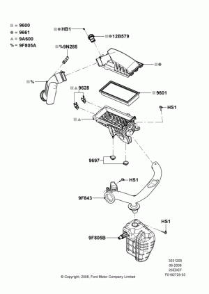 Air Cleaner, 2.5L 4v PFI I4 Gas/Electric; 23/JUN/2008-29/APR/2012