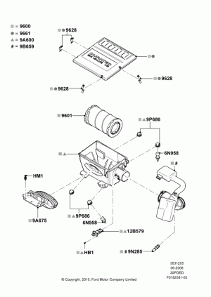 Air Cleaner, 3.0L 4V OHC V6 Duratec 230HP; 23/JUN/2008-29/APR/2012