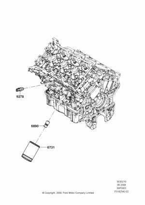 Oil Cooler and Filter, 3.0L 4V OHC V6 Duratec 230HP; 23/JUN/2008-29/APR/2012