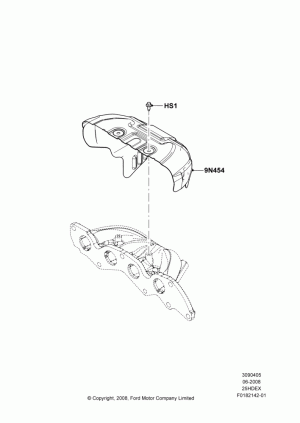 Heat Shields - Exhaust System, 2.5L Duratec (110kW/150PS); 23/JUN/2008-29/APR/2012
