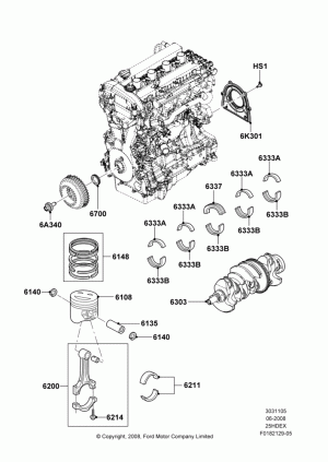 Crankshaft/Pistons and Bearings, 2.5L Duratec (110kW/150PS); 23/JUN/2008-29/APR/2012