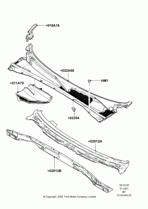 Cowl/Panel and Related Parts; 08/JAN/2007-29/APR/2012