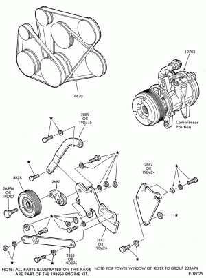 AIR CONDITIONER-Compressor Installation- Hang-on 8 cyl. 302