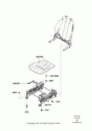 Front Seat Base, With Driver 6 Way Pwr.Seat Adjuster; 08/JAN/2007-29/APR/2012