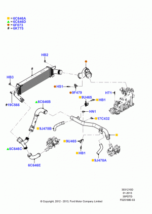 Intercooler/Air Ducts and Hoses, 3.5L DOHC T/C V6 Gas; 04/SEP/2012-02/DEC/2013