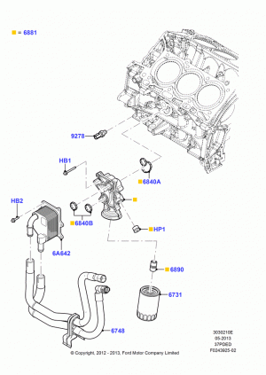 Oil Cooler and Filter, 3.7L DOHC V6 Gas.; 06/FEB/2012-03/MAR/2019