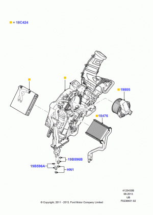 Auxiliary A/C Internal Components, With Aux Overhead Heater And A/C; 06/FEB/2012-03/MAR/2019