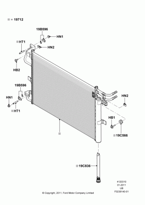 Air Conditioning Condensr/Compressr, 3.5L Cyclone V6 Petrol TIVCT, Condenser Assy; 18/JUL/2011-03/MAR/2019