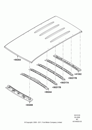 Roof - Sheet Metal, Less Sun Roof; 01/MAY/2006-29/APR/2012