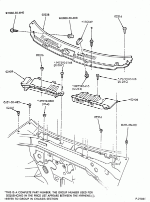 INSTRUMENT PANEL AND FLOOR-Cowl insulators & grille
