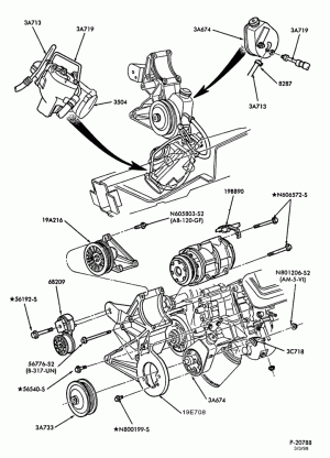 STEERING-Power steering system - Pump installation - 8 cyl. 7.5L-E250/350,E(Super Duty)
