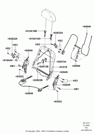 Front Seat Back, With Fold Flat Front Passenger Seat; 12/JUL/2004-15/JUN/2009