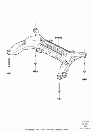Rear Suspension Frame Mounting, LHD 2WD (Front Wheel Drive); 12/JUL/2004-15/JUN/2009