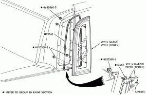 BODY SIDES AND QUARTER-Window parts - quarter - stationary - B/T 54 - Topaz