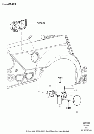 Fuel Tank Filler Door and Controls; 12/JUL/2004-15/JUN/2009