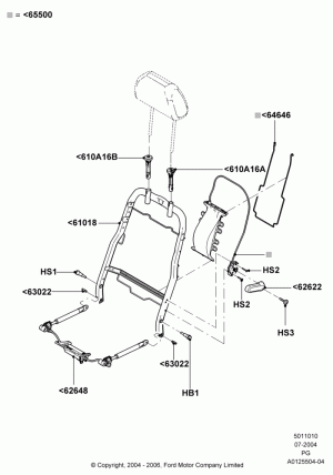 Front Seat Back, Driver Seat; 12/JUL/2004-15/JUN/2009