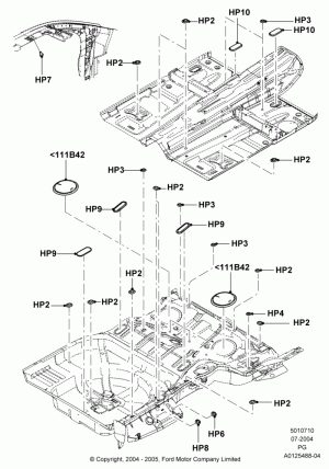 Plugs - Floor Pan; 12/JUL/2004-15/JUN/2009