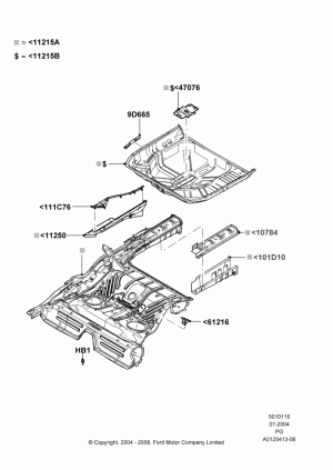 Floor Pan - Center and Rear; 12/JUL/2004-30/APR/2007