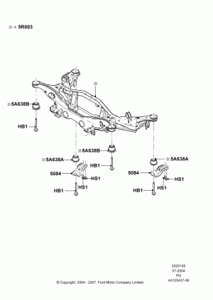 Rear Suspension Frame Mounting, LHD 4WD (Part Time Drive); 12/JUL/2004-15/JUN/2009