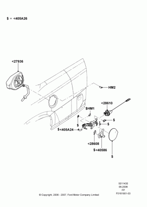 Fuel Tank Filler Door and Controls; 19/JUN/2006-04/JAN/2011