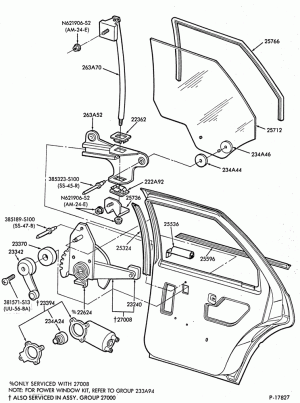 BODY SIDES AND QUARTER-Window parts - rear door - B/T 54