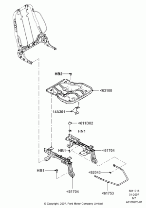 Front Seat Base, Passenger Seat; 08/JAN/2007-29/APR/2012