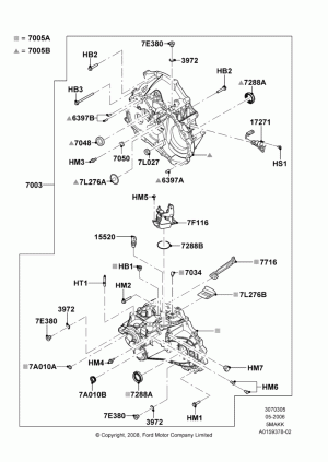 Manual Transmission and Case, 2WD, 5 Speed Manual Transmission - AK; 01/MAY/2006-29/APR/2012