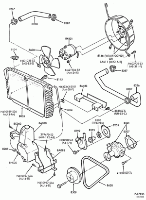 RADIATOR, GRILL AND COOLING-COOLING SYSTEM- 4 cyl. 140 (2300cc) OHV-E.F.I.