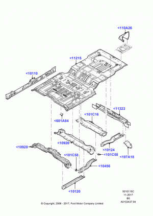 Floor Pan - Center and Rear, Extended Wagon; 06/DEC/2006-30/JUN/2017