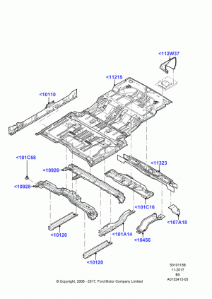 Floor Pan - Center and Rear, Regular Wagon; 02/AUG/2006-30/JUN/2017