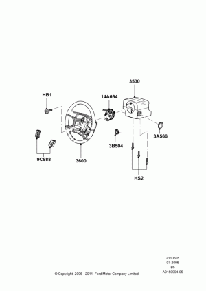 Steering Wheel; 02/AUG/2006-11/AUG/2014