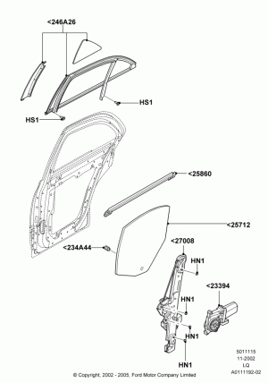 Rear Door Glass and Window Controls; 18/NOV/2002-13/APR/2006