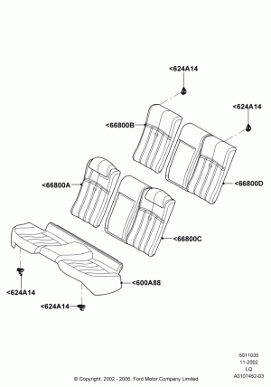 Rear Seat Pads/Valances & Heating, Less Rear Heated Seat; 18/NOV/2002-13/APR/2006