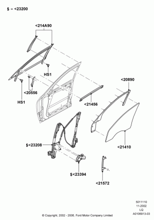 Front Door Glass & Window Controls, inner; 18/NOV/2002-14/JUL/2003