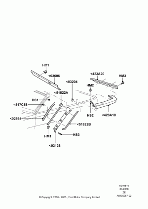 Body Mouldings, Convertible, Upper; 18/SEP/2000-12/MAY/2004