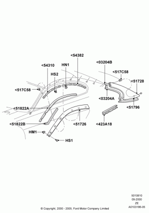Body Mouldings, Coupe, Upper; 18/SEP/2000-12/MAY/2004