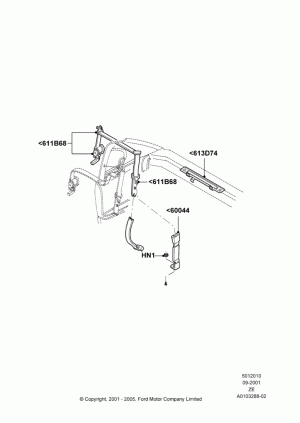 Rear Seat Belts, Coupe; 18/SEP/2000-05/AUG/2002