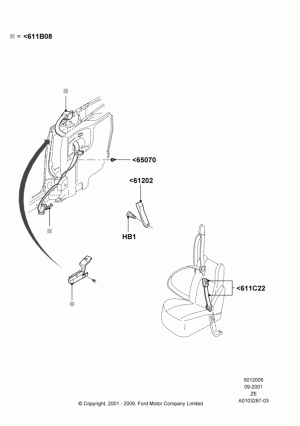 Front Seat Belts, Convertible; 18/SEP/2000-12/MAY/2004
