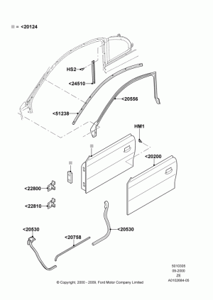 Front Doors, Hinges & Weatherstrips, Coupe; 18/SEP/2000-12/MAY/2004