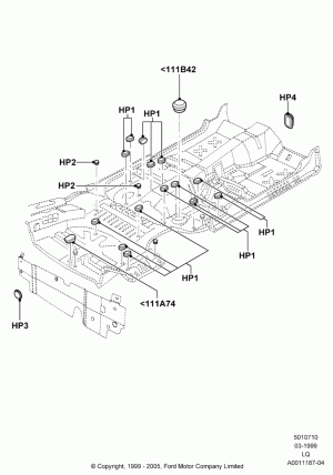 Plugs - Floor Pan; 22/MAR/1999-13/APR/2006
