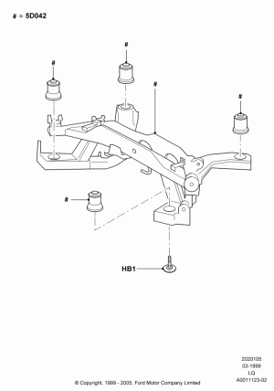 Rear Suspension Frame Mounting; 22/MAR/1999-13/APR/2006