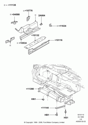 Floor Pan - Front; 22/MAR/1999-13/APR/2006