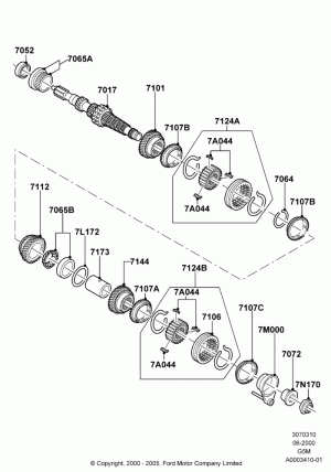 Input Shaft, Gear Sets & Bearings, 5 Speed Manual Transmission; 12/JUN/2000-22/DEC/2003