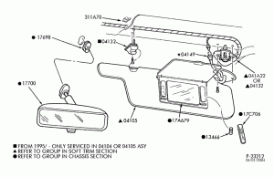 INSTRUMENT PANEL AND FLOOR-Sun visor illuminated vanity mirror, rear view mirror & related parts