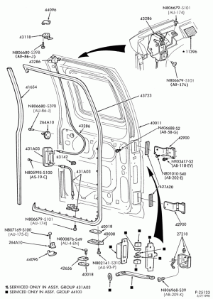 LIFT/TAILGATE, BACK-OF-CAB, BACK WINDOW-Back door handle & latch parts - L.H.-E150/450